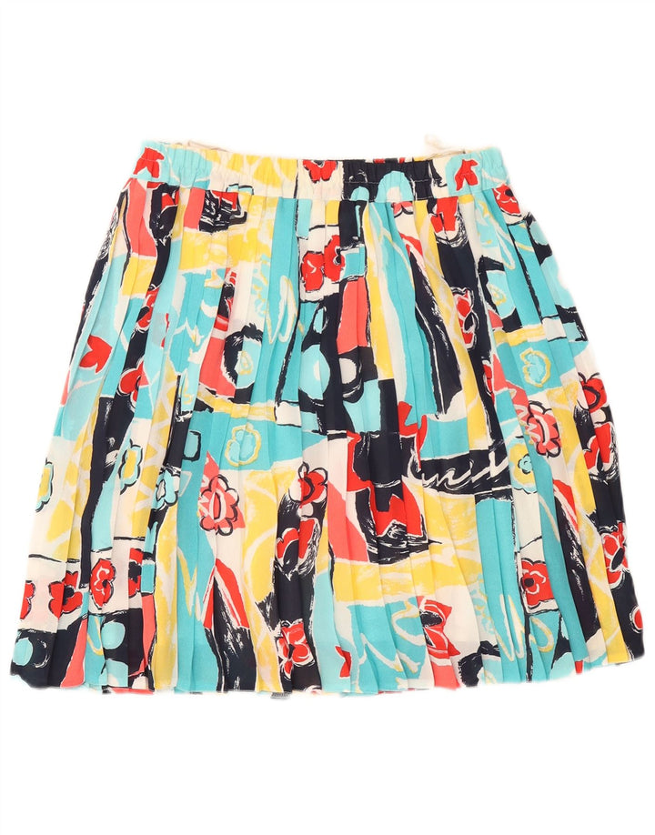 Vintage Damen Messerfaltenrock mit abstraktem Muster UK 14 Medium W32 Multic