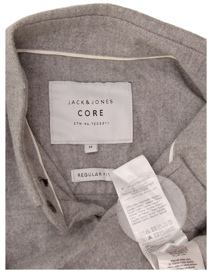JACK & JONES Herren-Flanellhemd mit normaler Passform, mittelgraue Baumwolle