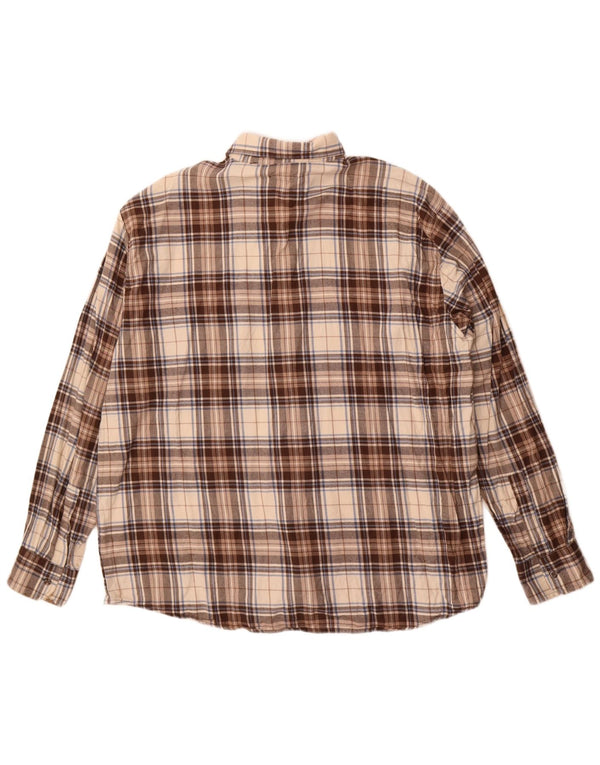 Sea Barrier Herren-Flanellhemd 2XL, beige karierte Baumwolle
