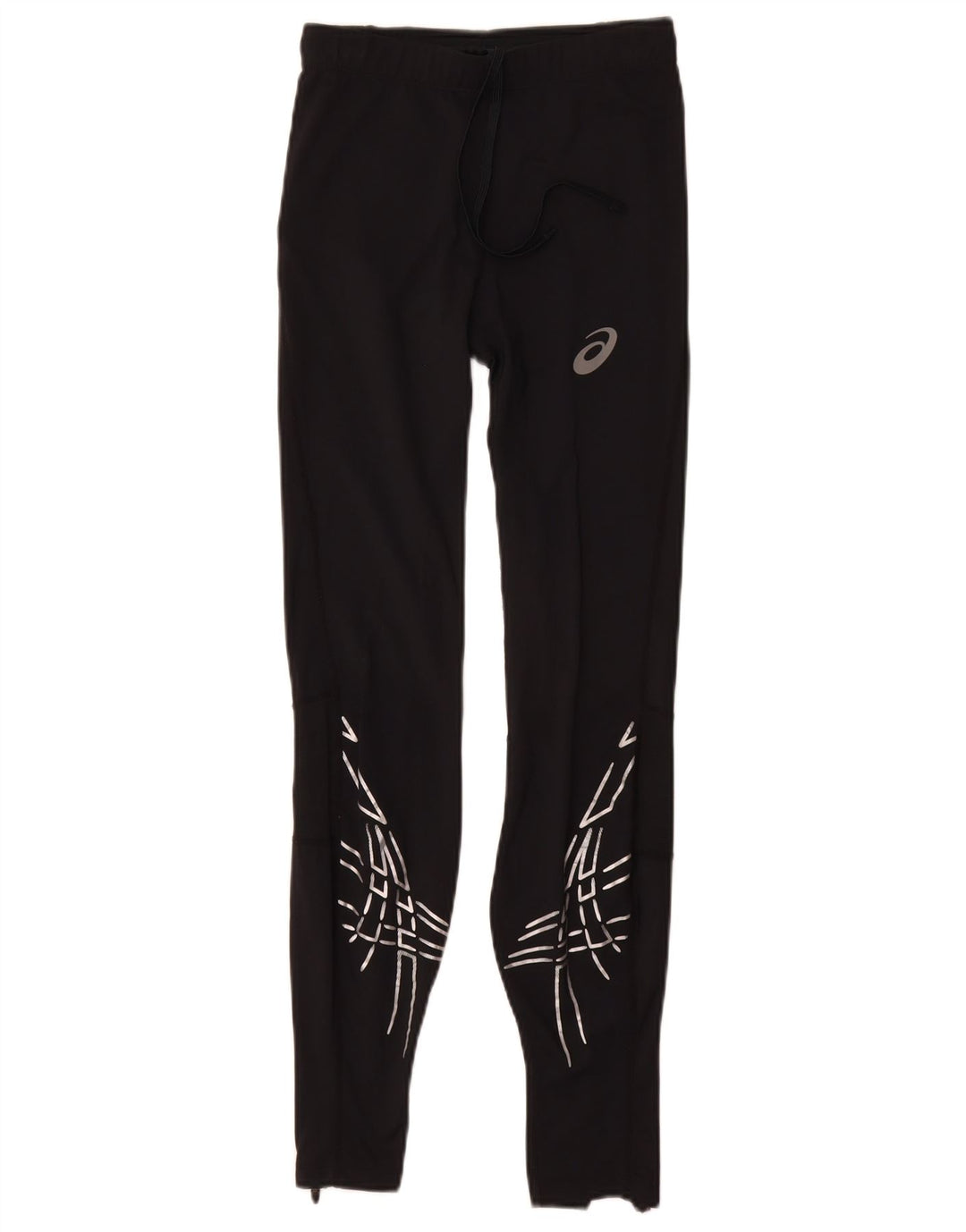 Asics Damen Leggings UK 8 Small Schwarz Geometrisch Polyamid
