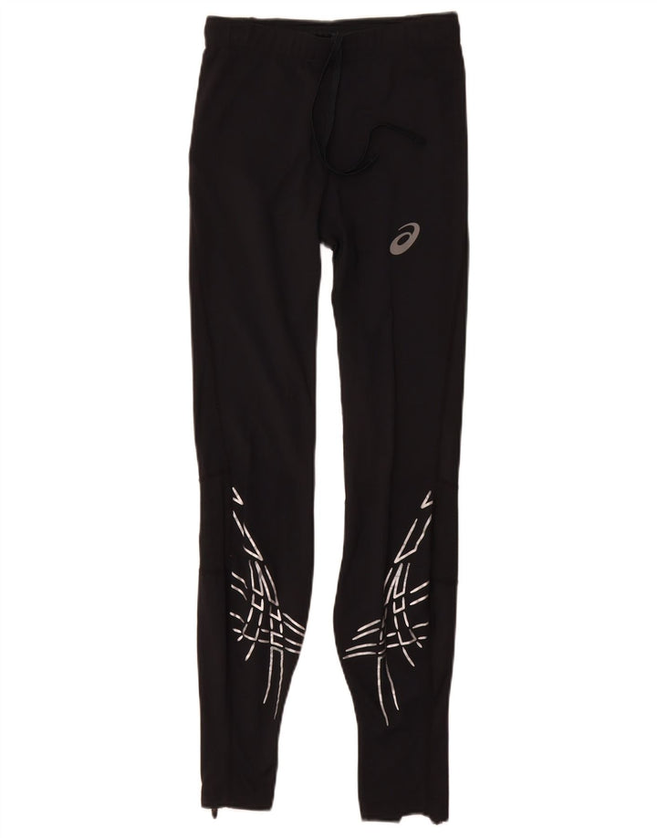 Asics Damen Leggings UK 8 Small Schwarz Geometrisch Polyamid