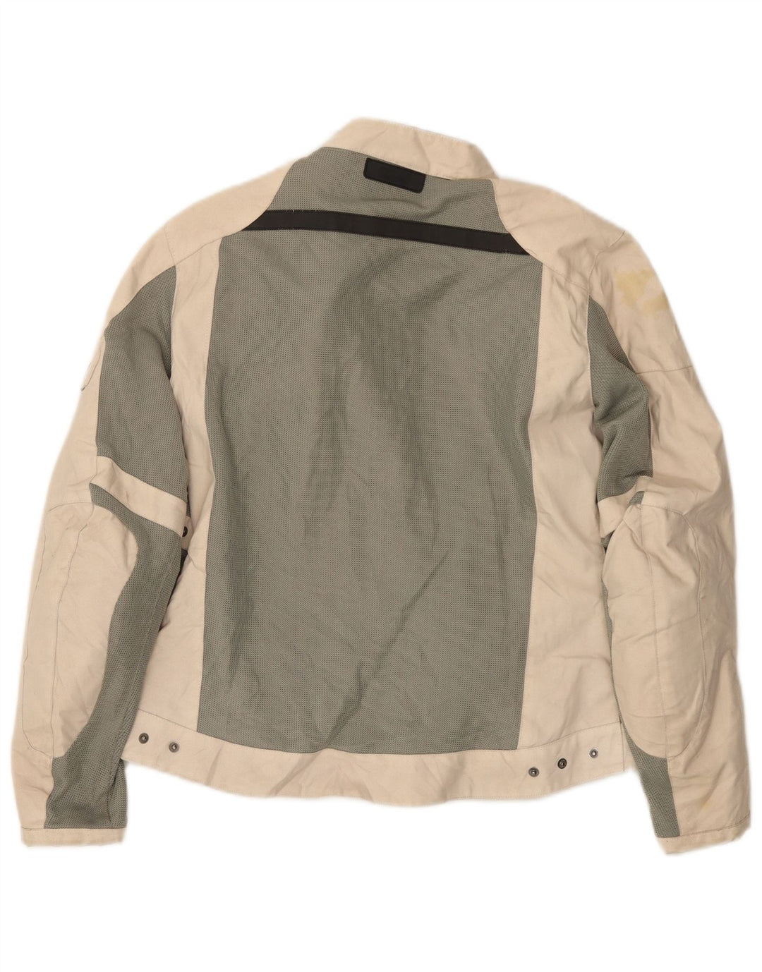 OJ ATMOSFERE Womens Racer Jacket UK 14 Medium Beige Colourblock Polyamid