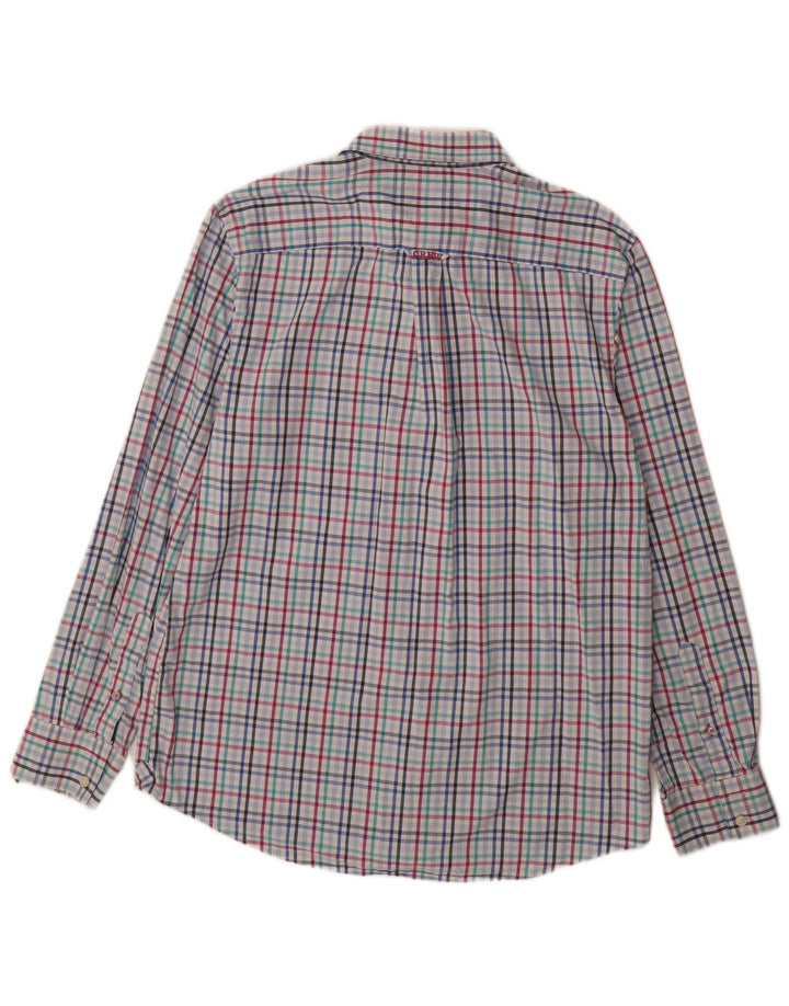 CREW CLOTHING Herrenhemd, groß, blau kariert, Baumwolle