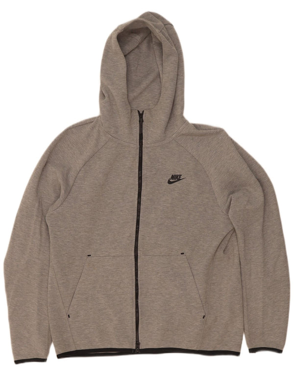 Nike Herren-Kapuzenpullover mit Reißverschluss, mittelgrau gefleckte Baumwolle