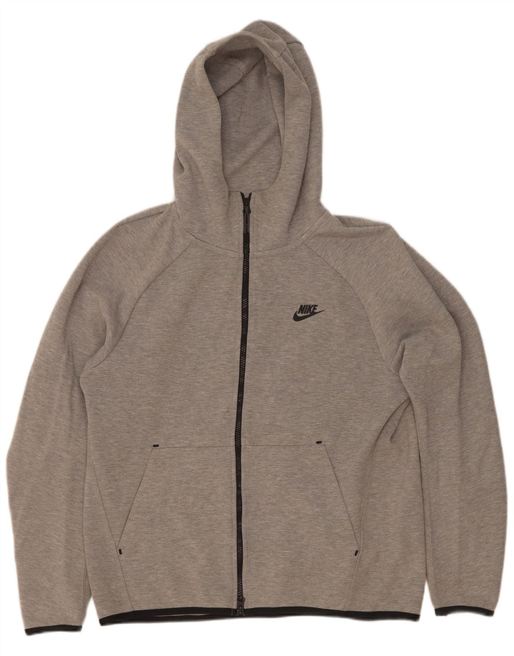 Nike Herren-Kapuzenpullover mit Reißverschluss, mittelgrau gefleckte Baumwolle
