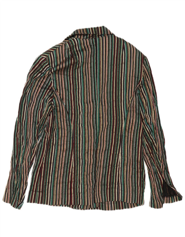 Vintage Damen 5-Knopf-Blazerjacke UK 12 Medium Mehrfarbig gestreift