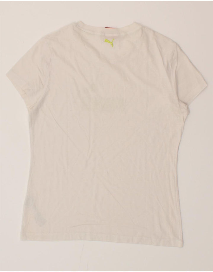 PUMA Womens Graphic T-Shirt Top UK 14 Medium White Cotton Vintage Puma and Second-Hand Puma from Messina Hembry 
