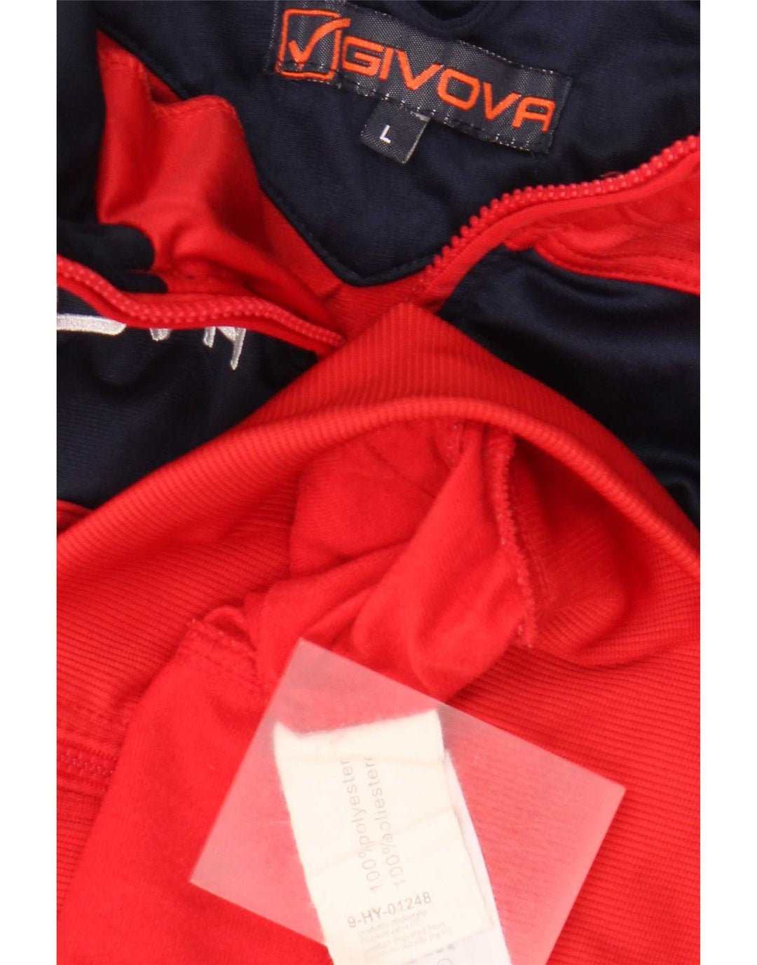 Givova Herren-Trainingsanzug mit grafischem Oberteil, großes rotes Farbblock-Polyester