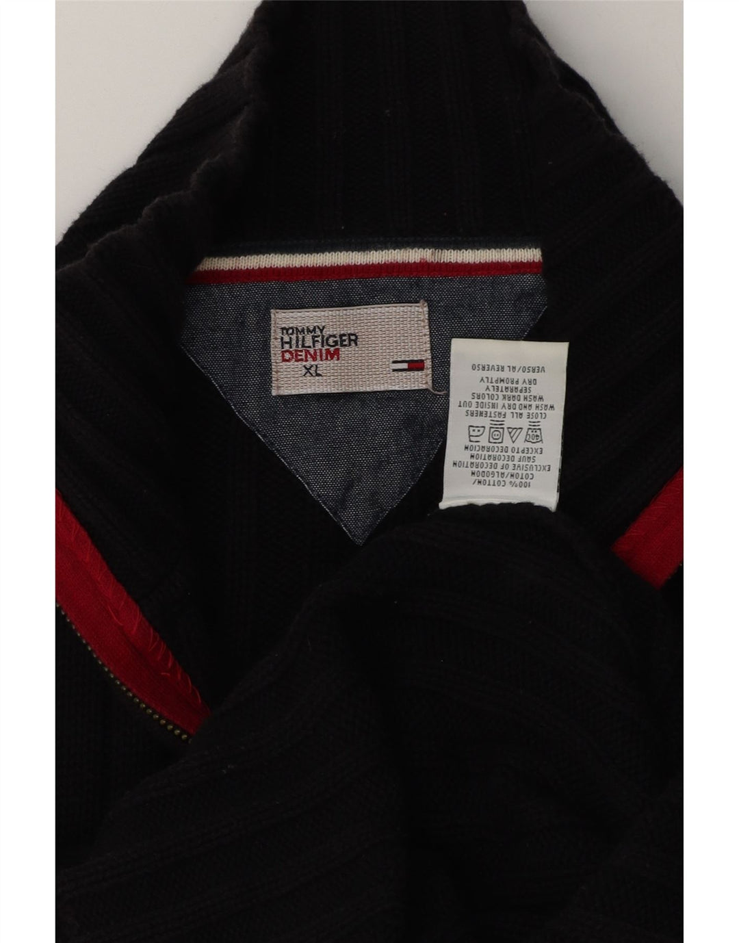 Tommy Hilfiger Herren Strickjacke XL Schwarz Baumwolle