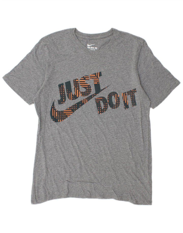 Nike Herren Athletic Cut Graphic T-Shirt-Oberteil aus mittelgrau gefleckter Baumwolle
