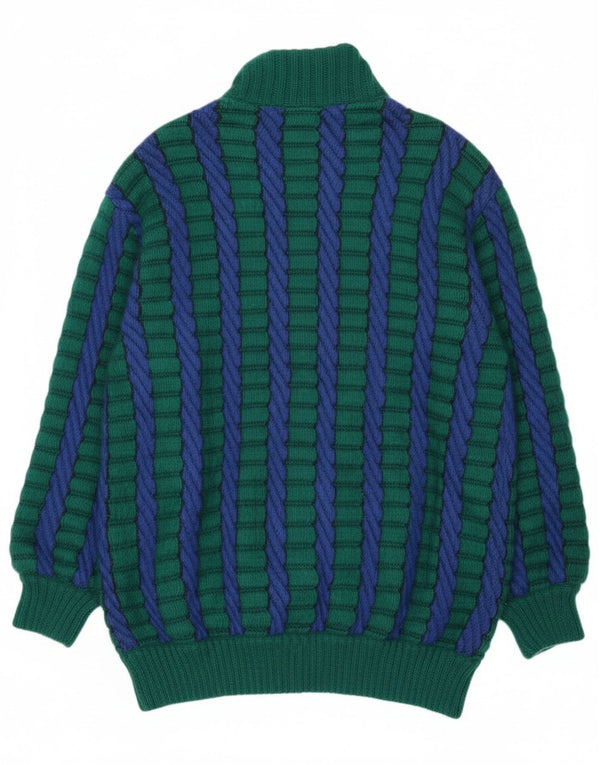 Vintage Damen Cardigan Pullover UK 18 XL Grün gestreift Mohair