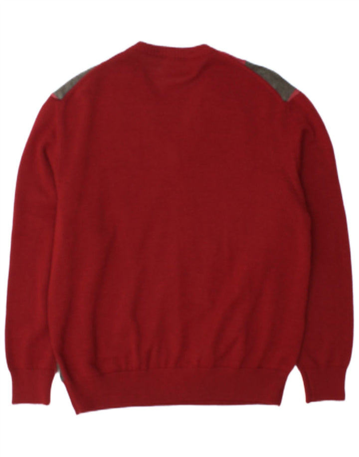Vintage Herren V-Ausschnitt Pullover Pullover IT 48 Medium Burgunder Argyle/Diamant