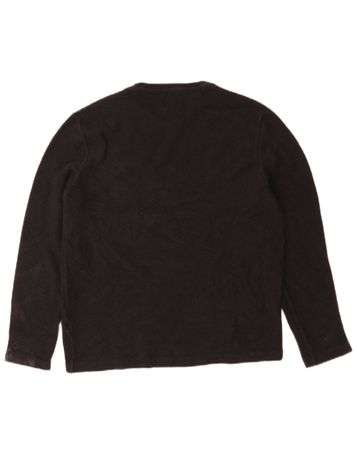 ZARA Damen Top Langarm UK 14 Large Schwarz Baumwolle