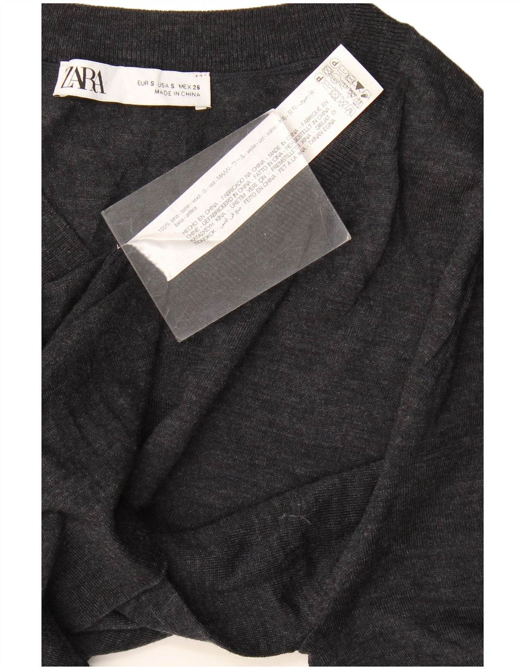 Zara Damen-Pullover mit V-Ausschnitt, UK 10, Größe S, marineblaue Wolle
