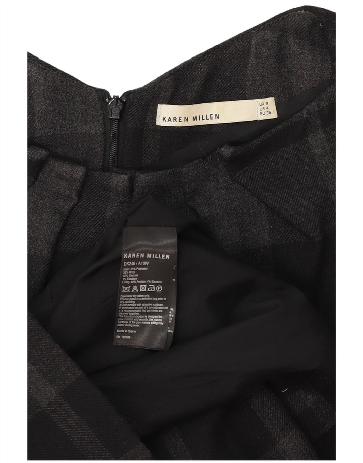 Karen Millen Damen Etuikleid UK 8 Small Schwarz kariertes Polyester