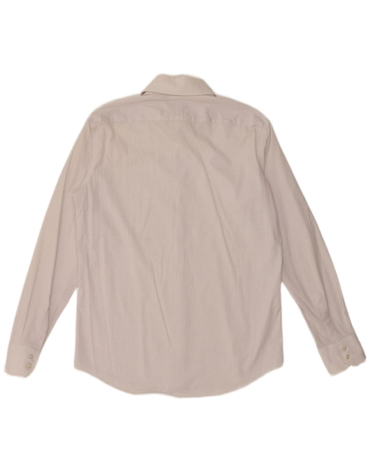 HUGO BOSS Herren-Hemd mit normaler Passform, Größe 40 15 3/4, mittelweißes Gingham