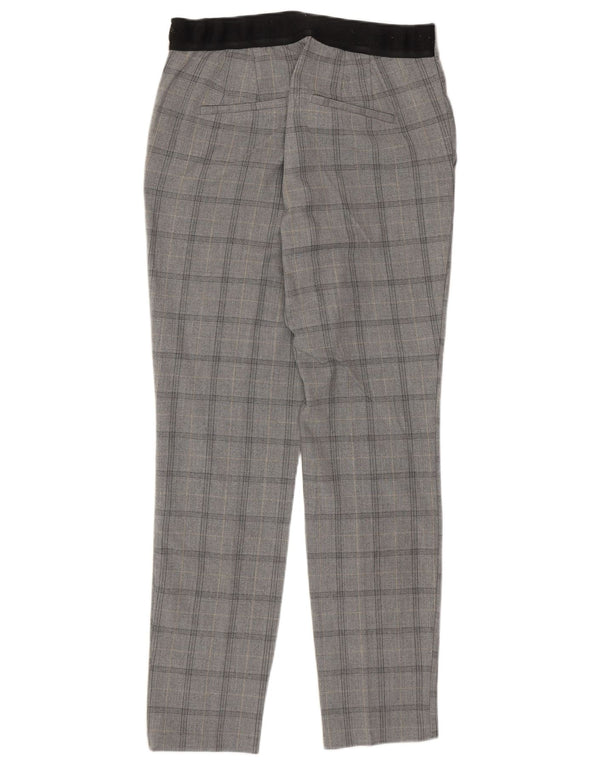 Zara Slim Chino-Hose für Damen, mittelgroß, W28, L27, grau kariertes Polyester