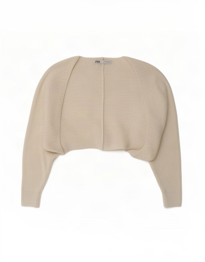 Übergroßer Bolero-Pullover für Damen von Zara, UK 10, Größe S, cremefarbenes Polyester