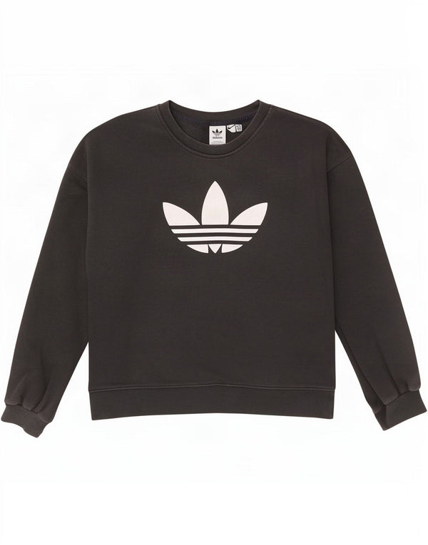 Adidas Womens Graphic Oversized Sweatshirt Pullover UK 16 Große schwarze Baumwolle