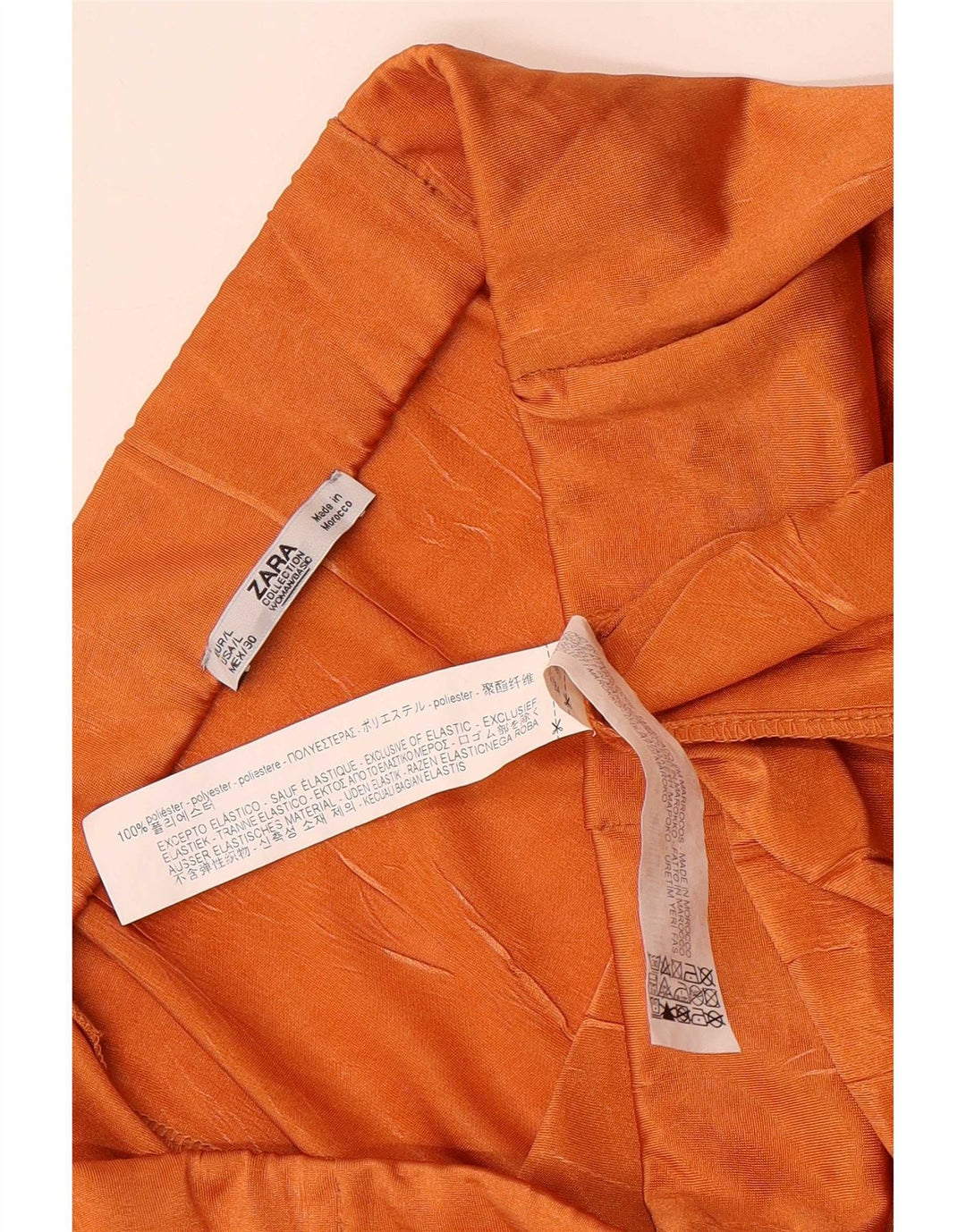 Zara Damen-Maxirock mit hoher Taille, Größe L, W30, Orange, Polyester