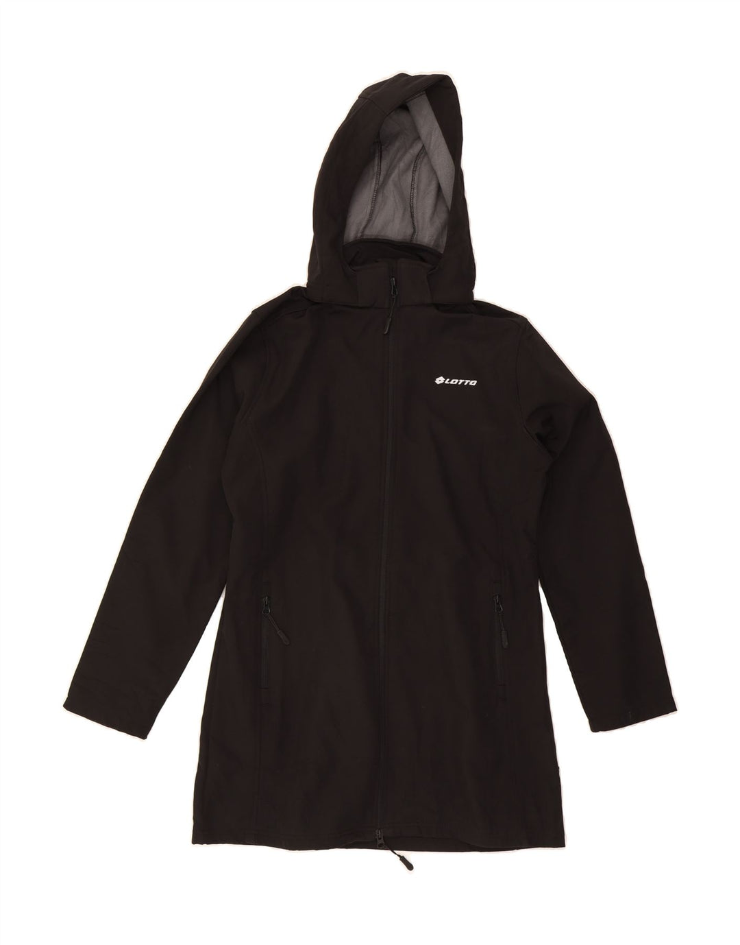 LOTTO Womens Hooded Windbreaker Coat UK 18 XL Black Polyester Vintage Lotto and Second-Hand Lotto from Messina Hembry 