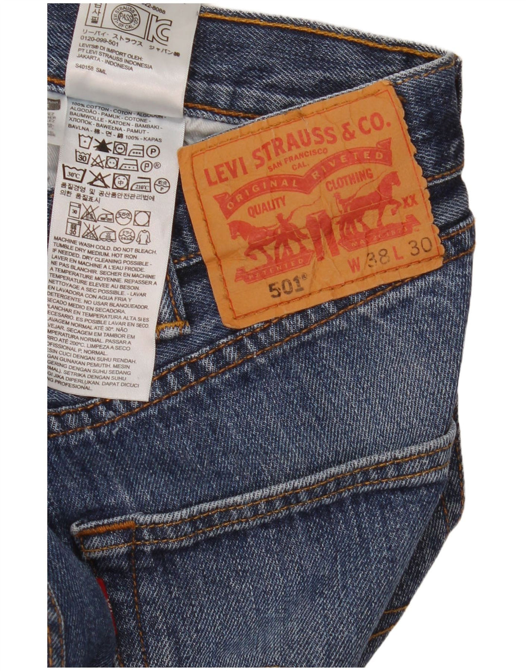 Levi's Herren 501 Straight Jeans W38 L30 Blaue Baumwolle