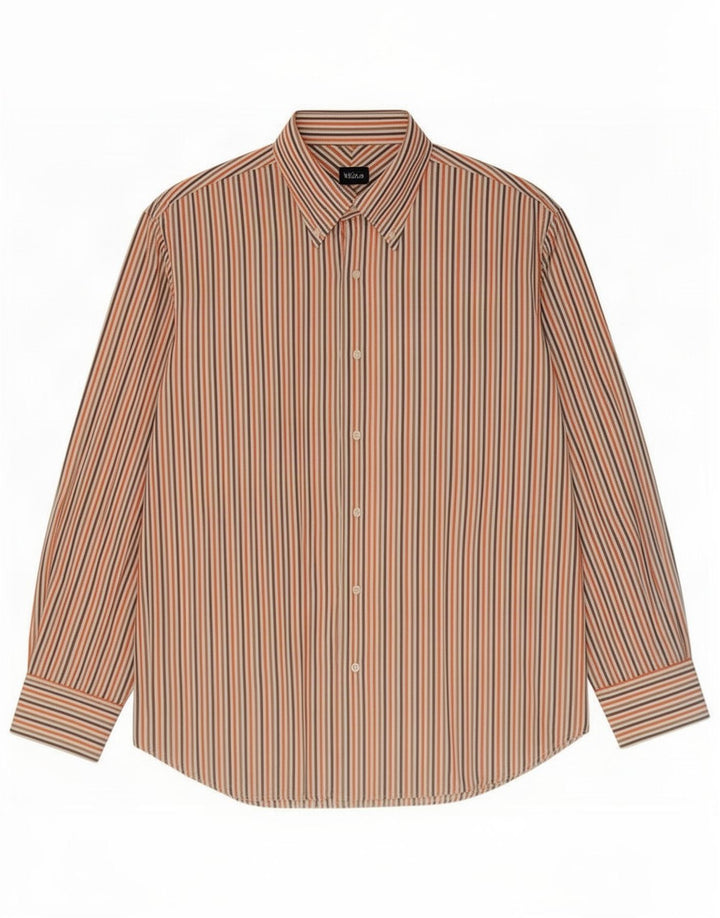 Massimo Dutti Herrenhemd 2XL Mehrfarbige Nadelstreifen-Baumwolle