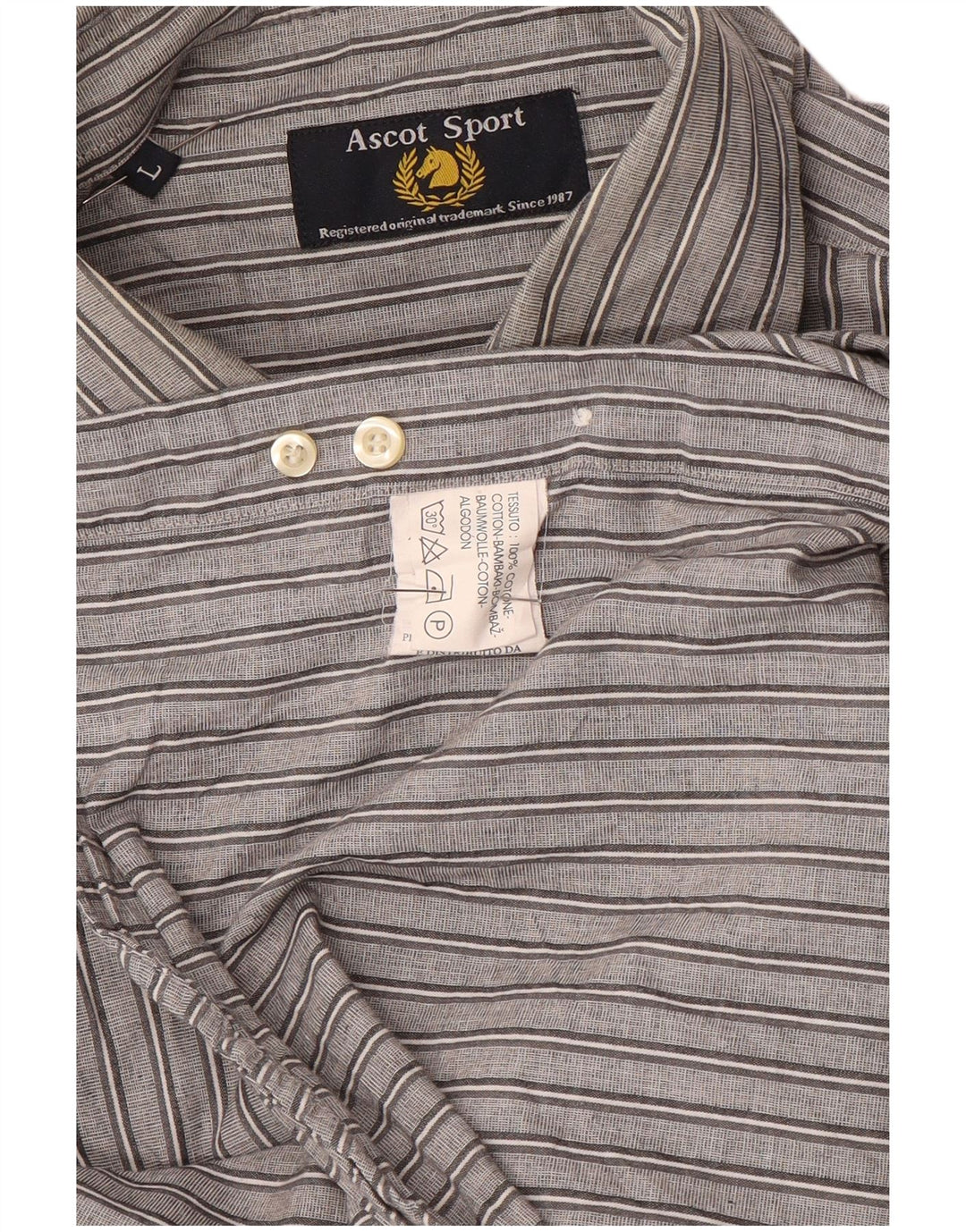 ASCOT SPORTS Herren-Hemd, groß, grau gestreift, Baumwolle