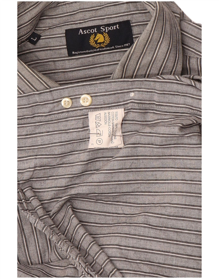 ASCOT SPORTS Herren-Hemd, groß, grau gestreift, Baumwolle