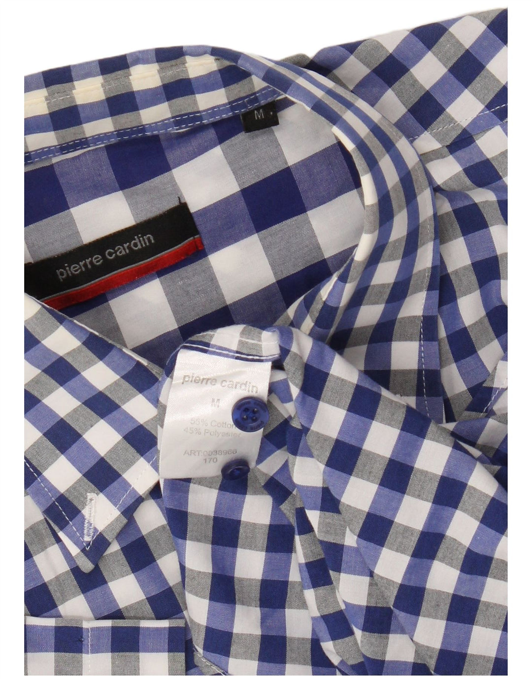 Pierre Cardin Herren-Kurzarmhemd aus mittelblauer Gingham-Baumwolle