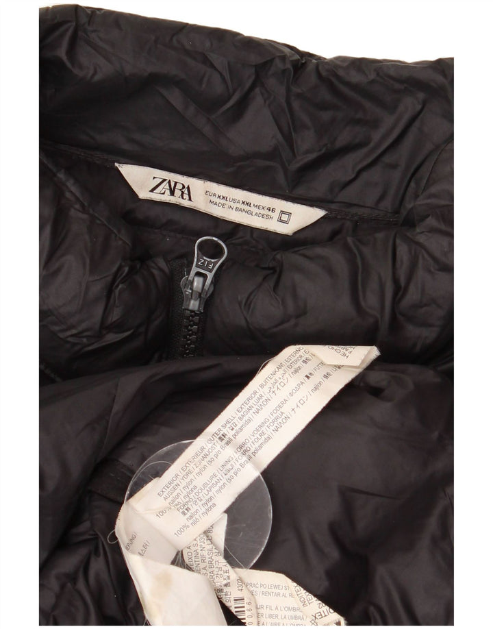 ZARA Herren Wattierte Jacke UK 44 2XL Schwarz Nylon