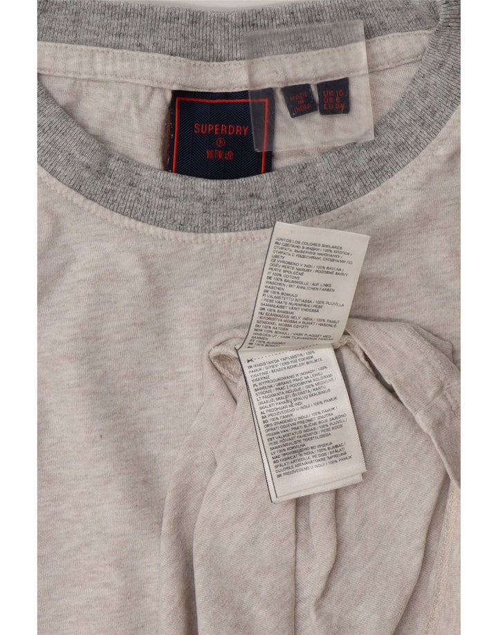 Superdry übergroßes T-Shirt-Oberteil für Damen, UK 10, Größe S, grau gefleckte Baumwolle
