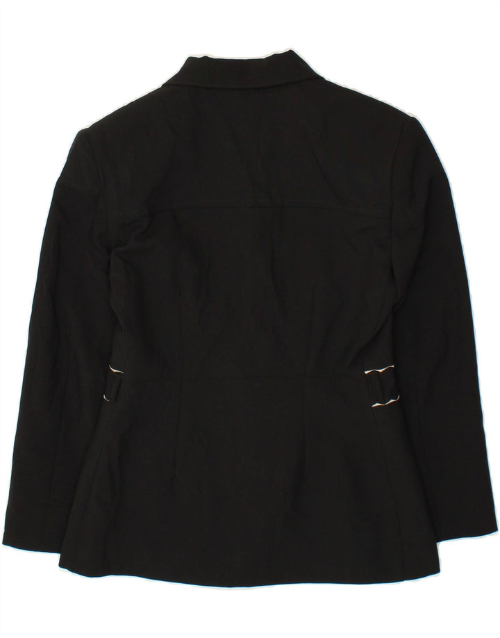 VINTAGE Womens 4 Button Blazer Jacket UK 14 Medium Black Polyester Vintage Vintage and Second-Hand Vintage from Messina Hembry 