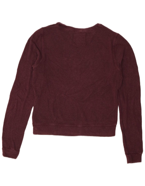 Superdry Damen Crop Sweatshirt Pullover UK 10 Small Burgund Viskose