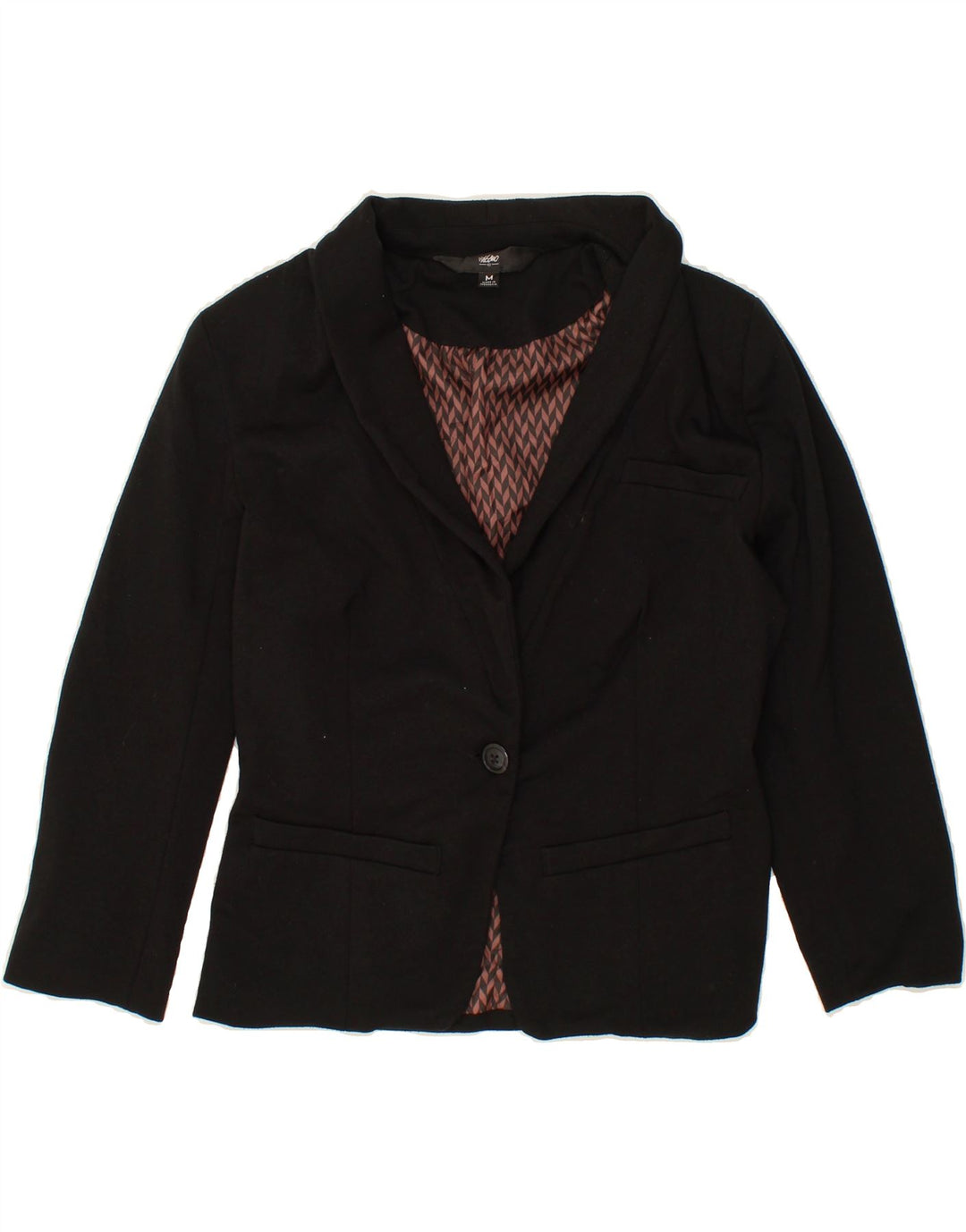 MOSSIMO Womens 3/4 Sleeve 1 Button Blazer Jacket UK 12 Medium Black Vintage Mossimo and Second-Hand Mossimo from Messina Hembry 
