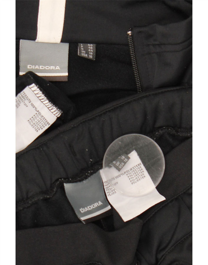 Diadora Damen-Trainingsanzug, UK 18, XL, Schwarz, Colourblock-Polyester