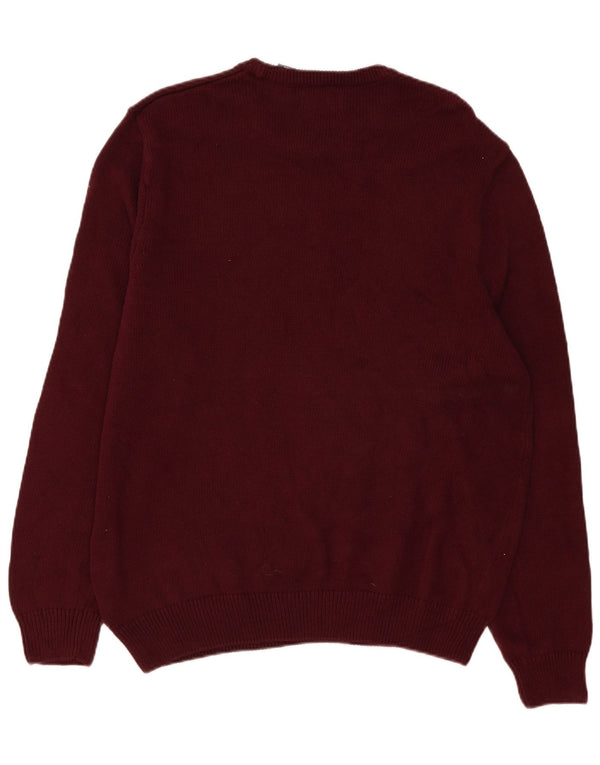 Chaps Herren-Pullover mit Rundhalsausschnitt, XL, Burgunderrot, Baumwolle