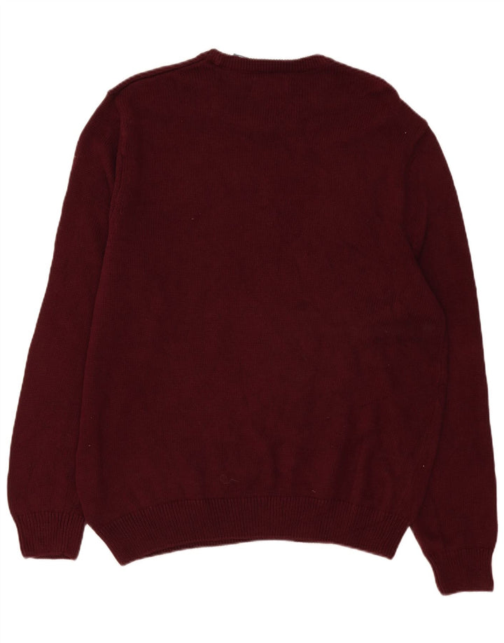 Chaps Herren-Pullover mit Rundhalsausschnitt, XL, Burgunderrot, Baumwolle