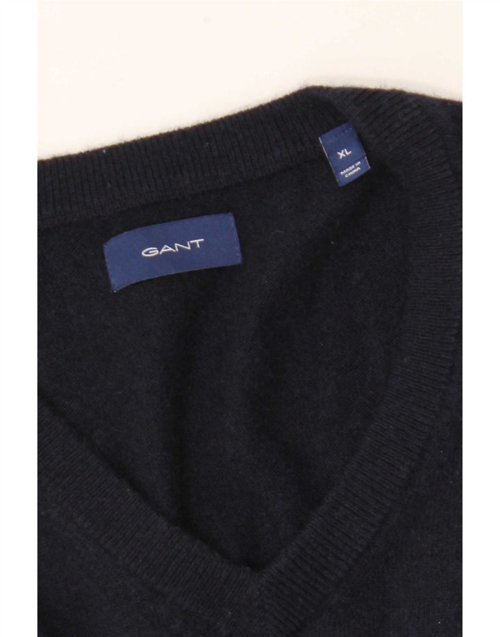 Gant Herren-Pullover mit V-Ausschnitt, XL, Marineblau