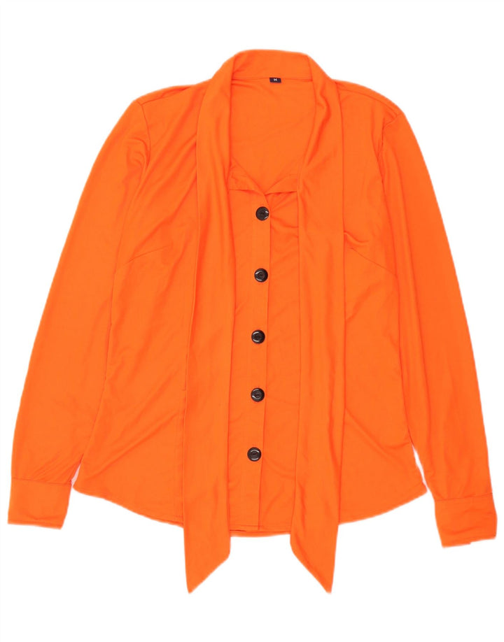 Vintage Damen-Hemdbluse mit Vorderkrawatte, UK 14, Mittelorange