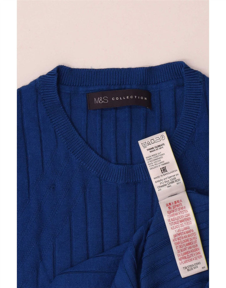 Marks & Spencer Damen Pullover mit Rundhalsausschnitt, UK 12, Mittelblau