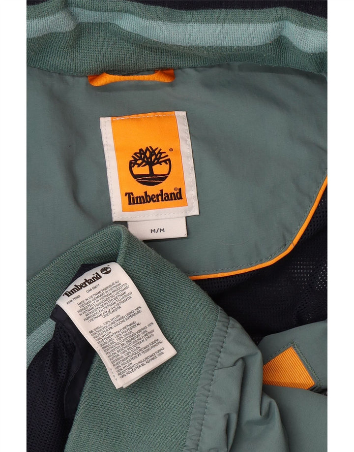TIMBERLAND Mens Hooded Bomber Jacket UK 38  Medium Green Nylon Vintage Timberland and Second-Hand Timberland from Messina Hembry 