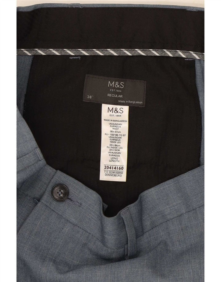 Marks & Spencer Herren-Chinohose, normal, W38, L33, Blau, Polyester