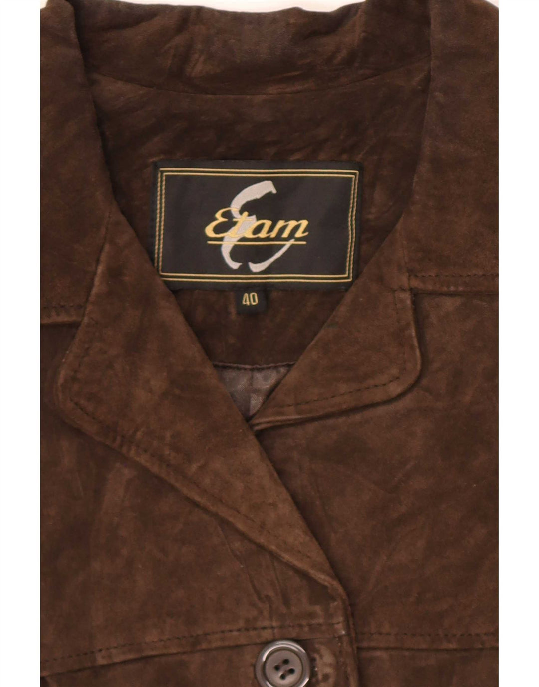 Etam Damen Wildlederjacke UK 12 Mittelbraunes Leder