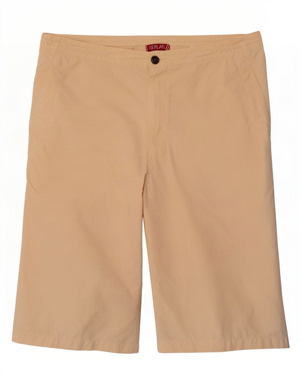 Replay Damen Bermudashorts W34 Large Beige Baumwolle