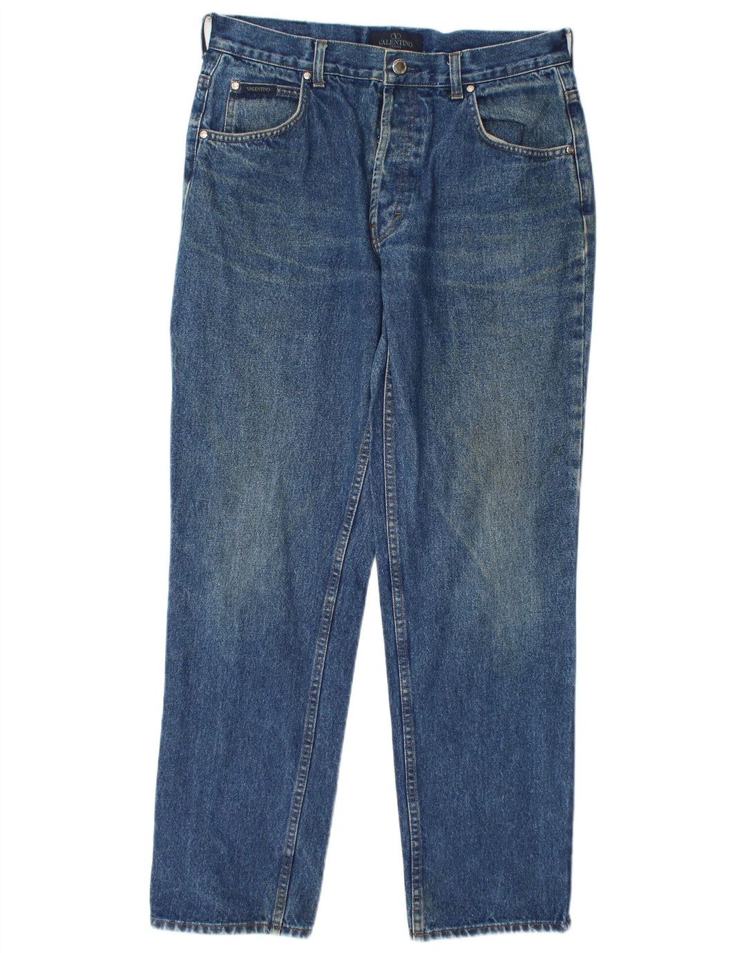 Valentino Damen Straight Jeans W34 L31 Blaue Baumwolle