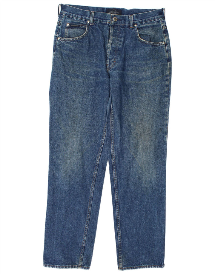 Valentino Damen Straight Jeans W34 L31 Blaue Baumwolle