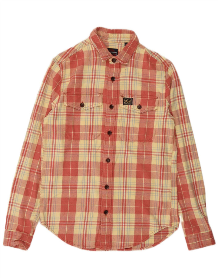Superdry Herren-Flanellhemd, klein, rot kariert, Baumwolle