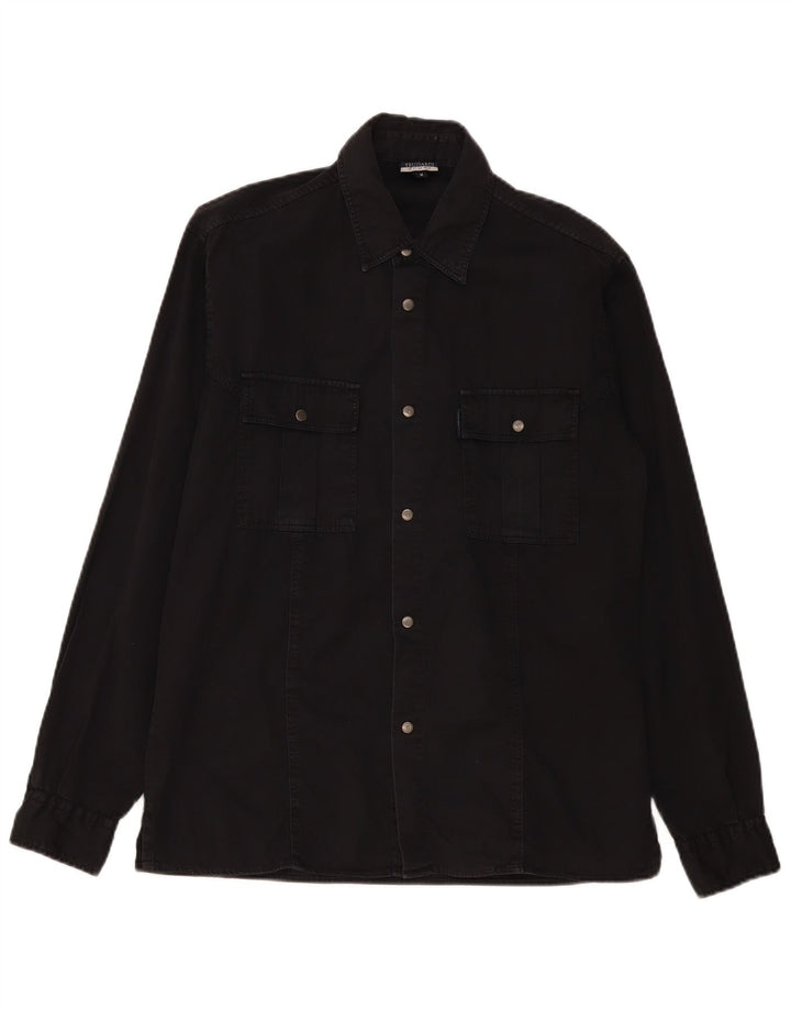 Trussardi Herren-Jeanshemd aus mittelschwarzer Baumwolle
