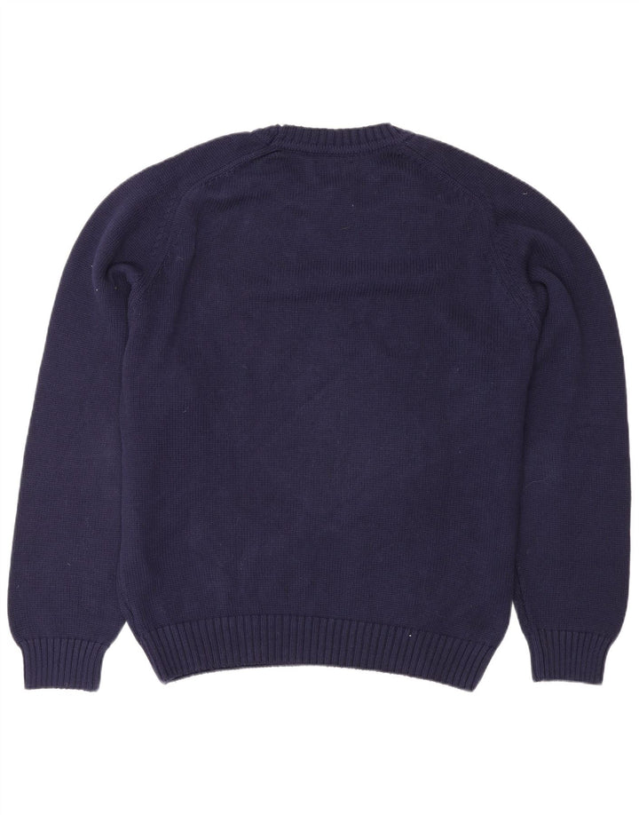 Lands End Herren-Pullover mit Rundhalsausschnitt, mittlere marineblaue Wolle